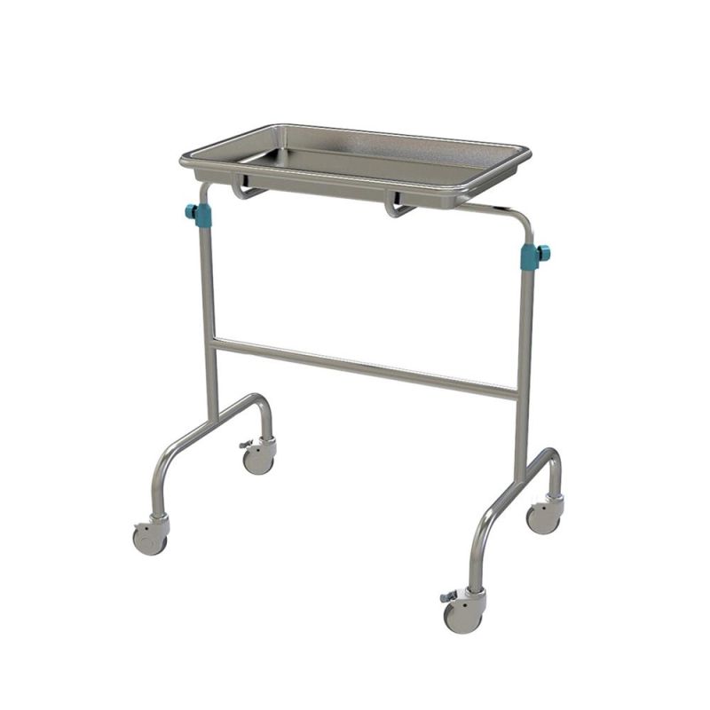 Square Tray Medical Standing Trolley Mayo Table Instrument Trolley