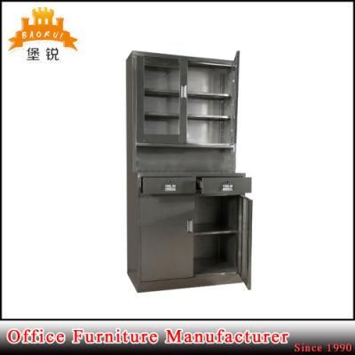 Hospital Stainless Steel Medical Storage Cabinets Glass Doors