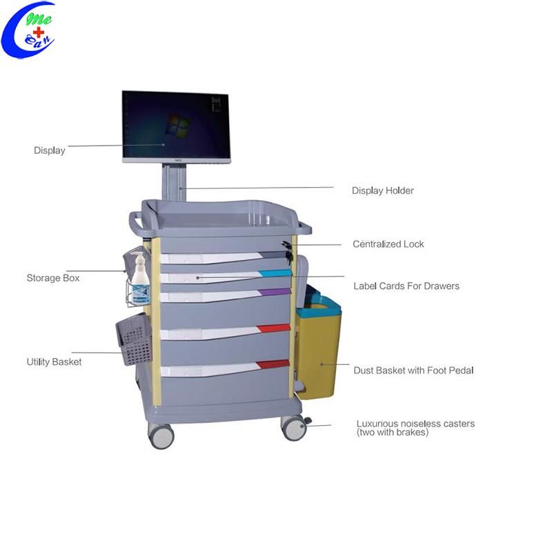 Medical Emergency Drugs Trolley Wireless Nursing Trolley