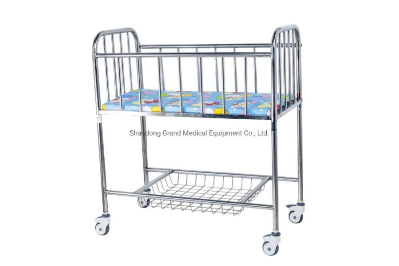 Grand Factory Adjustable Infant Hospital Crib Metal Babies Clinic Medical Bed Kids Children Pediatric Bed with Casters Manufacturers