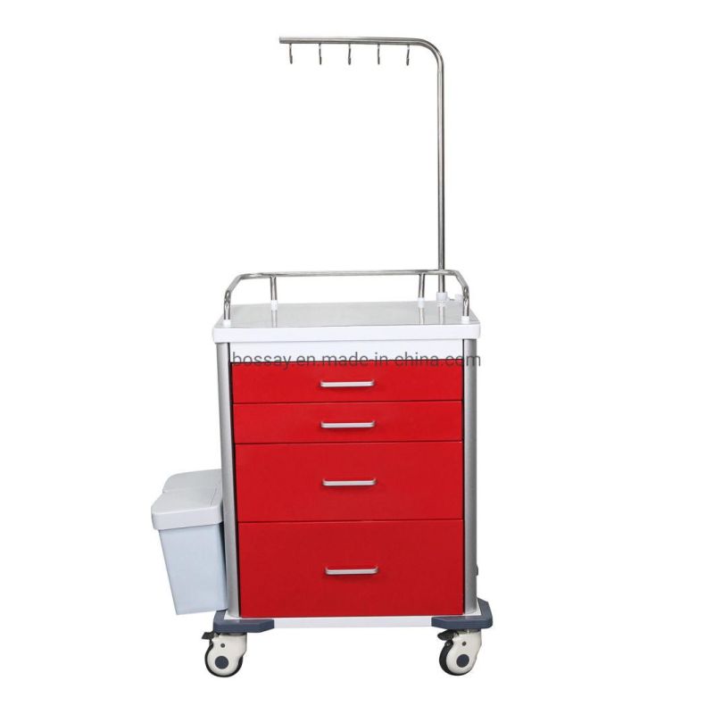 Nursing Patient Hospital Furniture 5 Layers Medical Cart ABS Emergency Trolley
