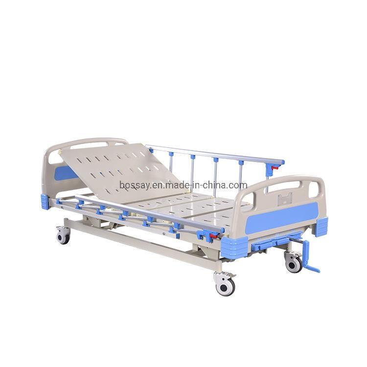 Medical Equipment Electric 3 Cranks Foldable Hospital Bed with Castors