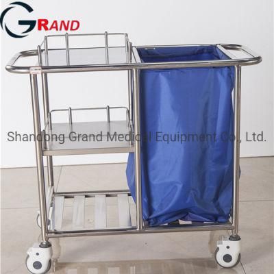 Hospital Furniture Mobile Medical Stainless Steel Cleaning Nursing Cart Dirt Linen Trolley