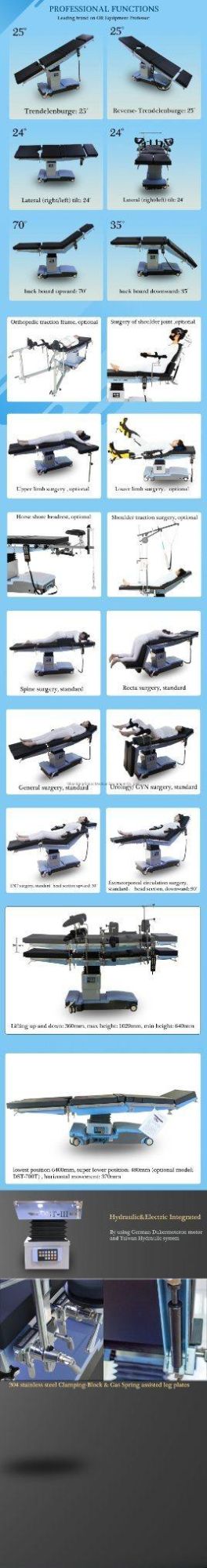 Hot Sale Hospital Equipment C-Arm Electric Hydraulic Intergrated Operation/ Operating Table Medical Imaging Surgical Operation Bed