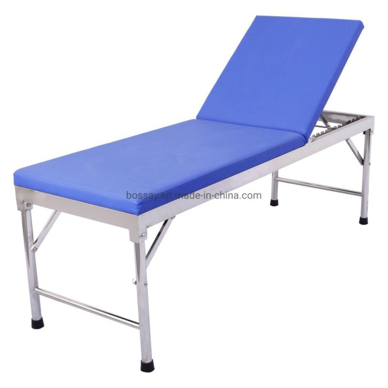 Medical Instruments Stainless Steel Leather Manual Folding Hospital Examination Bed