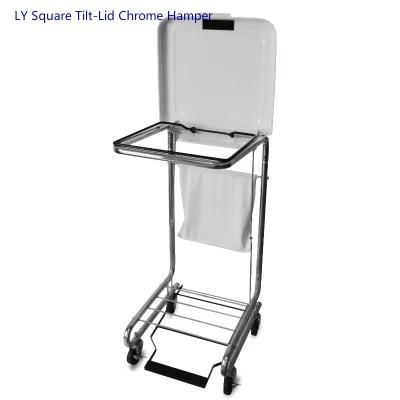 Ly Square Tilt-Lid Chrome Hamper