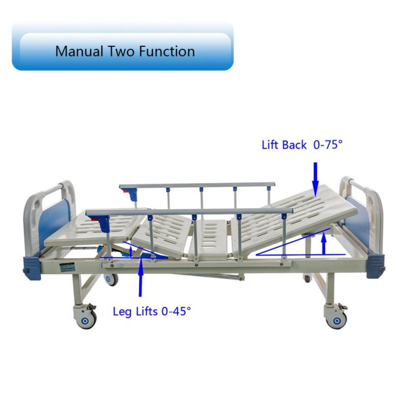 Hospital Surgical Furniture 2 Function Adjustable Nursing Bed Patient Care Bc02-2A