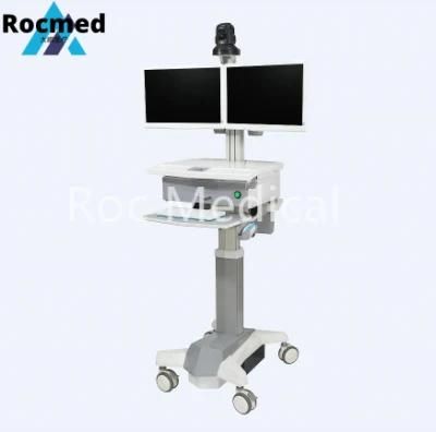 Hospital Furniture ABS Nurse Computer Medicine Workstation Crash Cart Mobile Trolley