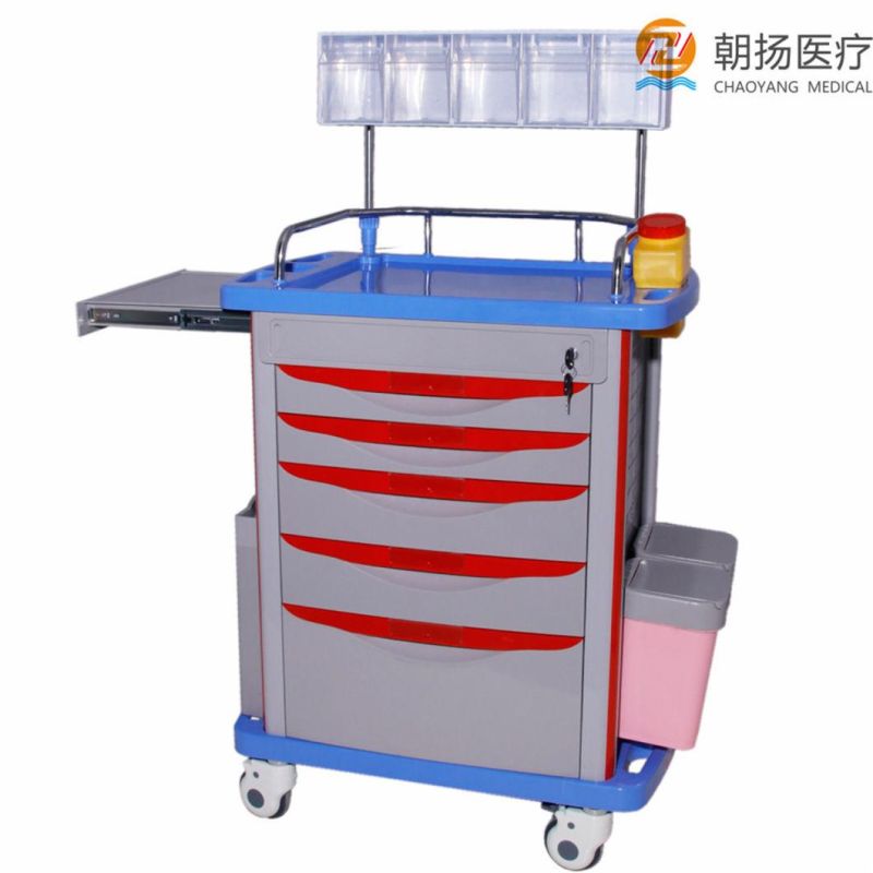 Top Quality ABS Medical Emergency Trolley ABS Emergency Crash Cart Medications Anesthesia Trolley Cy-D411A