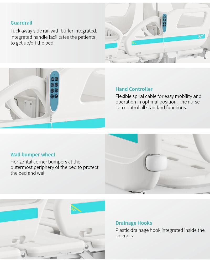 V6V5c Saikang Movable ABS Siderails 3 Function Adjustable Medical Electric ICU Hospital Bed with Infusion Pole
