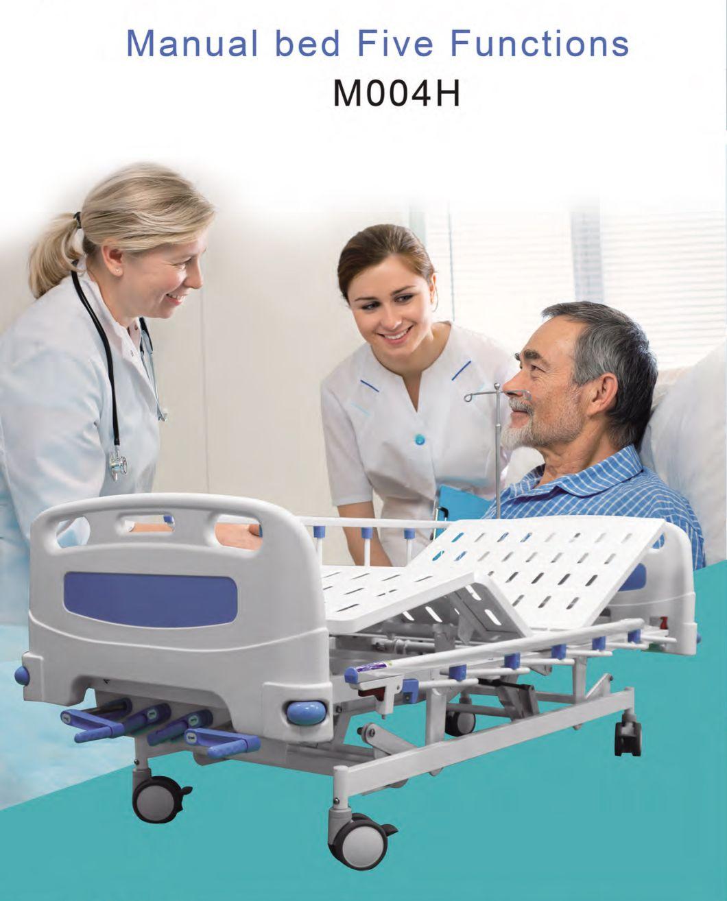 Hospital Bed Five Functions Manual Crank Manual Patient Bed for ICU Room