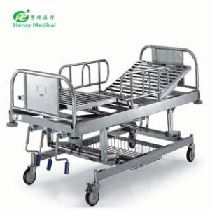Stainless Steel Manual 3 Function Hospital Bed 3 Crank Nursing Bed (HR-531)