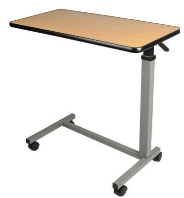 Low Price Adjustable Medical Furniture Wooden Hospital Overbed Table Used in Patient Rooms