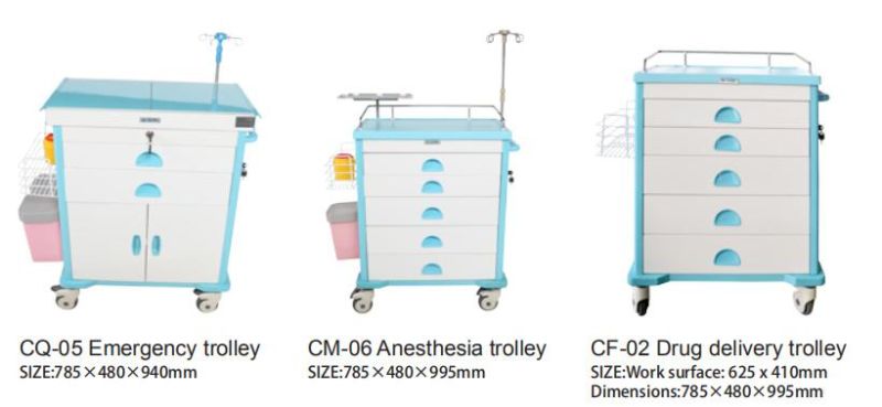 ABS Hospital Cart Movable Emergency Nursing Trolley