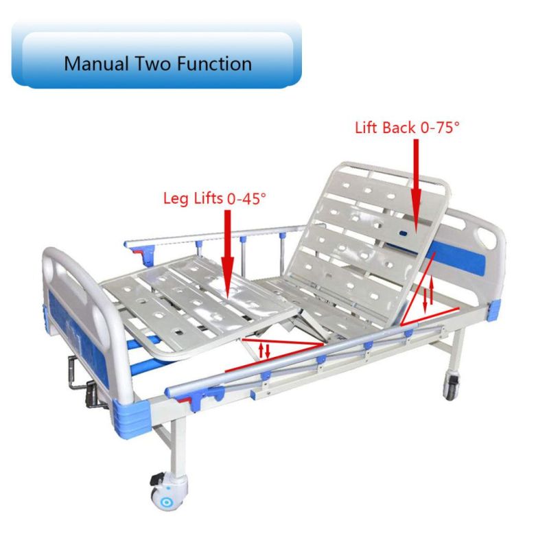 2 Function Medica ABS Double Crank Manuall Hospital Bed for Patient Nursing B07