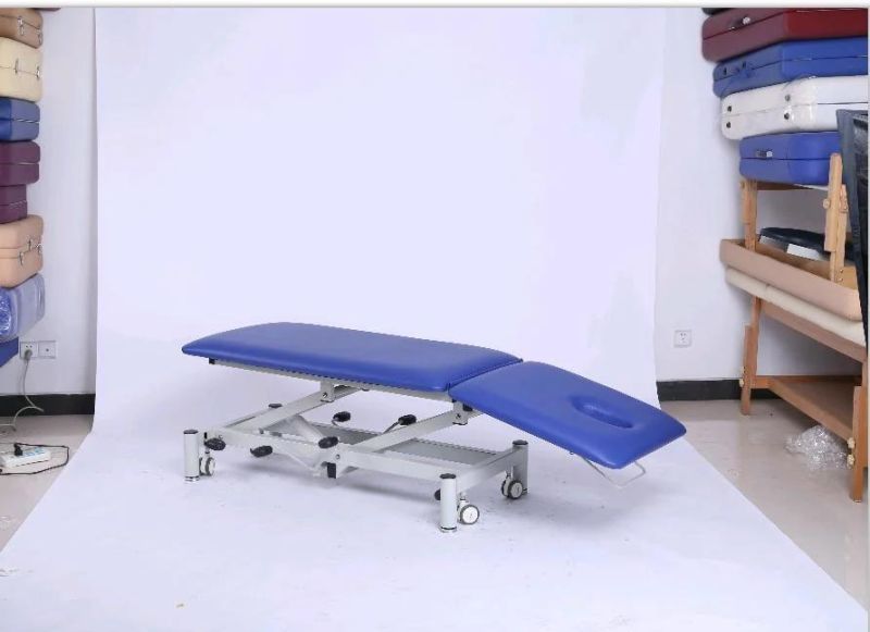 Powder-Coated Steel White Frame Medical Portable Medical Treatment Table