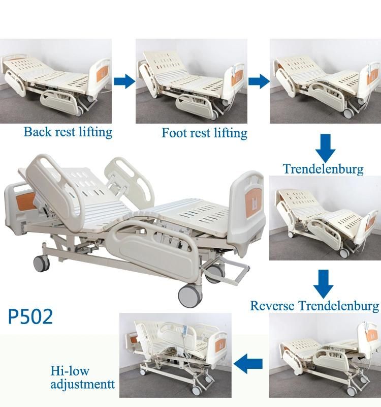 5 Function Electric Adjustable Nursing Equipment Medical Furniture Clinic ICU Patient Hospital Bed