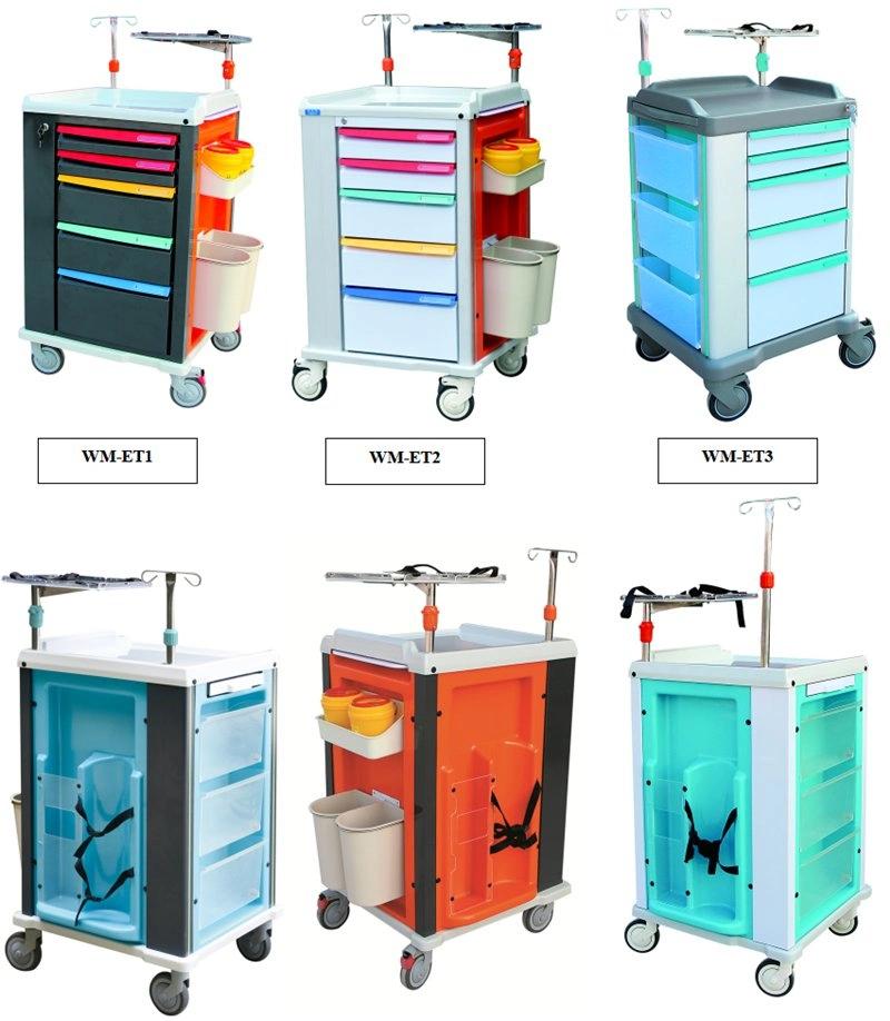 New Italy Design Hospital Furniture ABS Emergency Cart Trolley Medical Prices Medical Device Hospital Equipment Medical Supplier