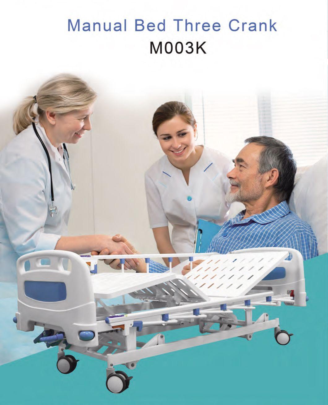 Promotional Hospital Manual 3 Cranks Hospital Bed for Bedridden Patients