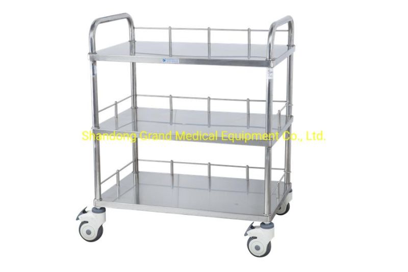Hospital Furniture Medical Supply Cart Stainless Steel Sector Instrument Trolley
