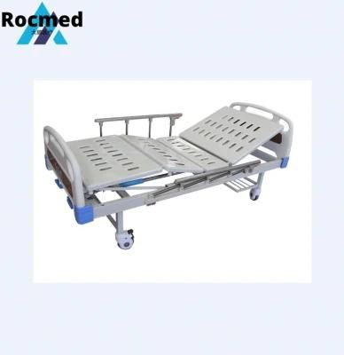 Medical Equipment Double Crank Manual Hospital Bed with Shoe Shelf
