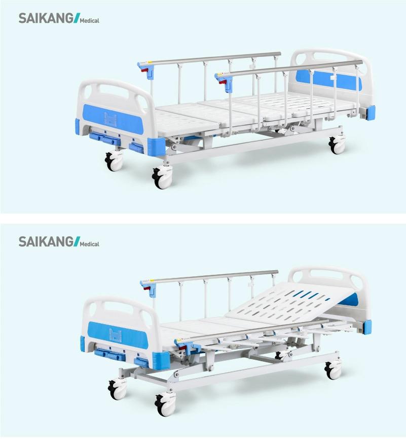 A3w Cheap Manual ICU Medical Hospital Patient Bed with Three Functions