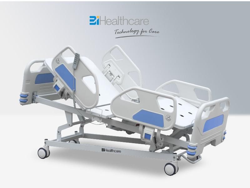 Adjustable Hospital Electric Medical Patient Clinic Care ICU Bed with Foldable Side Rail