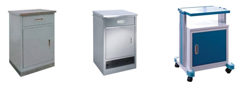 304 Stainless Steel Medical Clinic Hospital Patient Medical Table Bedside Cabinet with Drawers with ISO Certificate