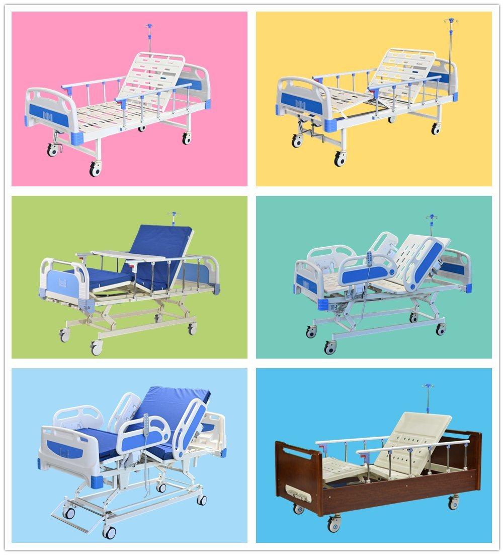 Manual and Electric Hospital Beds with 2/3/5 Functions Foldable Cranks American Motor Remotely Control, Factory Price