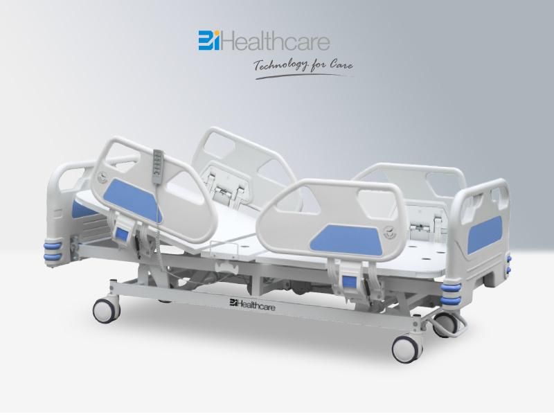 5 Functions Electric Hospital Bed/Patient Bed/Medical Bed with Mattress and I. V Pole
