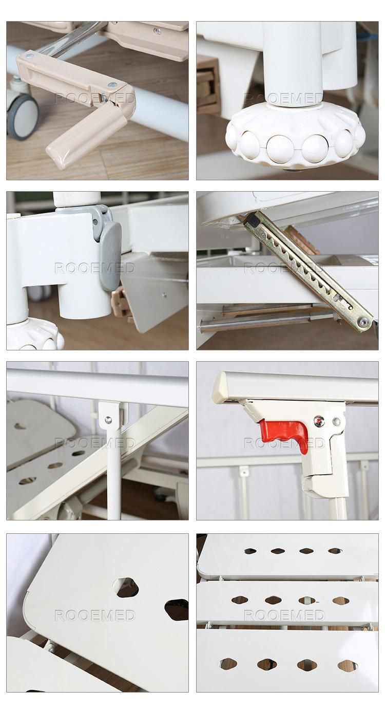 Factory Customized Bam308 Medical Three Functions Manual Split Guardrail Nursing Bed with 3 Cranks
