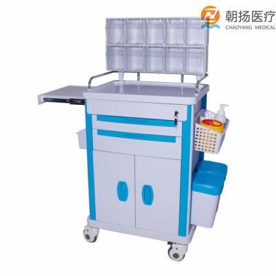 Hospital Carts Medical Crash Cart Emergency Trolley ABS Plastic Anesthesia Trolley with Drawers Cy-D414A2