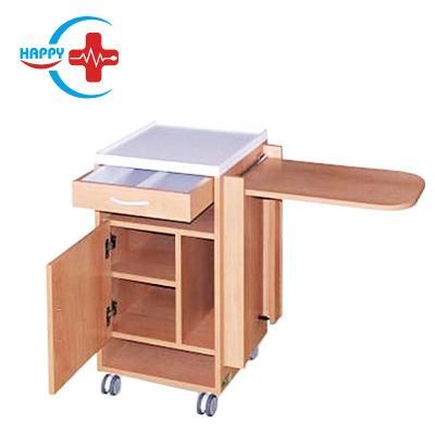 Hc-M063 China Hospital Furniture Wooden Design Bedside Cabinet with Dining Board