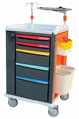 Emergency Crash Cart Specification with Drawers Lockers Brake Castors Surgical Instrument Price
