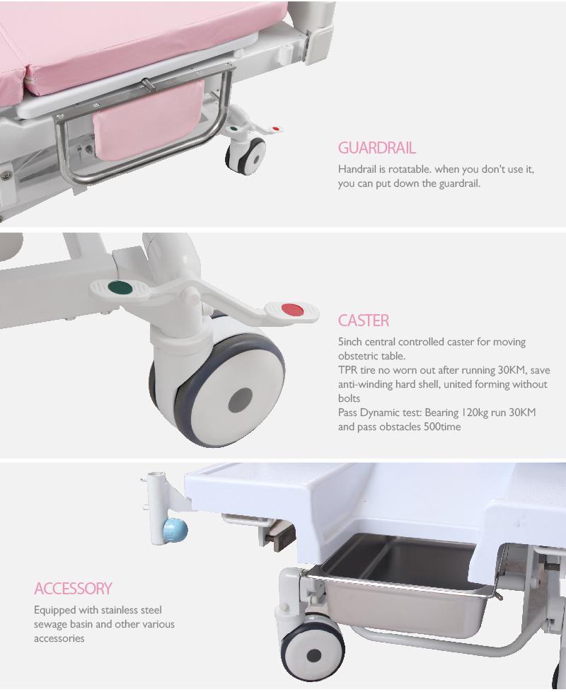 A98-3 Saikang Wholesale Movable Multifunction Foldable Gynecology Operating Delivery Hospital Bed with Wheels