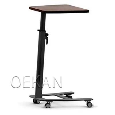 Medical Clinic Wooden Panel Adjustable Patient Bedside Table Movable Hospital Dining Overbed Table