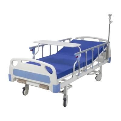 Rh-BS118 2-Function Adjustable Crank Manual Fowler Bed: Hospital Nursing Furniture with Overbed Table Accessory