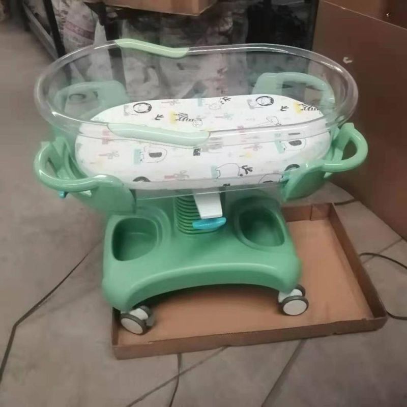 ABS Child Baby Bassinet with Mattress, Infant Cart with Plastic Bassinet, Pediatric Baby Trolley for Sale, Hospital Baby Bed