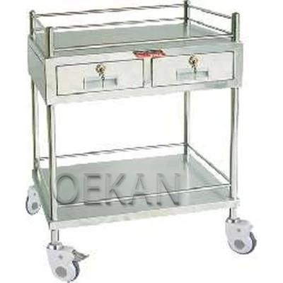 Hospital Instrument Stainless Steel Dressing Trolley Medical Trolley Cart with Drawers