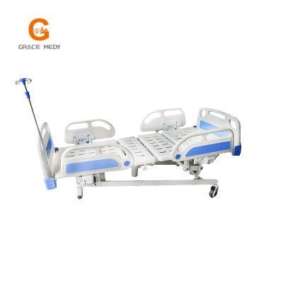 Folding Manual Patient Nursing Hospital Bed with Casters