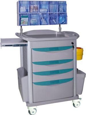 Mn-AC004 China Manufacture Movable ABS Medical Emergency Trolley