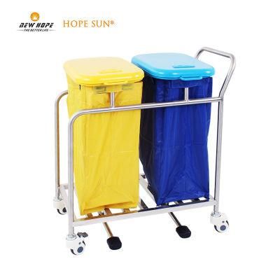 HS6136A Newhope Stainless Steel Hospital Medical Cleaning Dressing Dirty Clothes Bag Trolley Manufacture