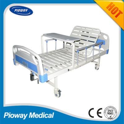 Hospital One Crank ABS Bed, with Guardrail, Castor, Dinner Table (PW-C02)