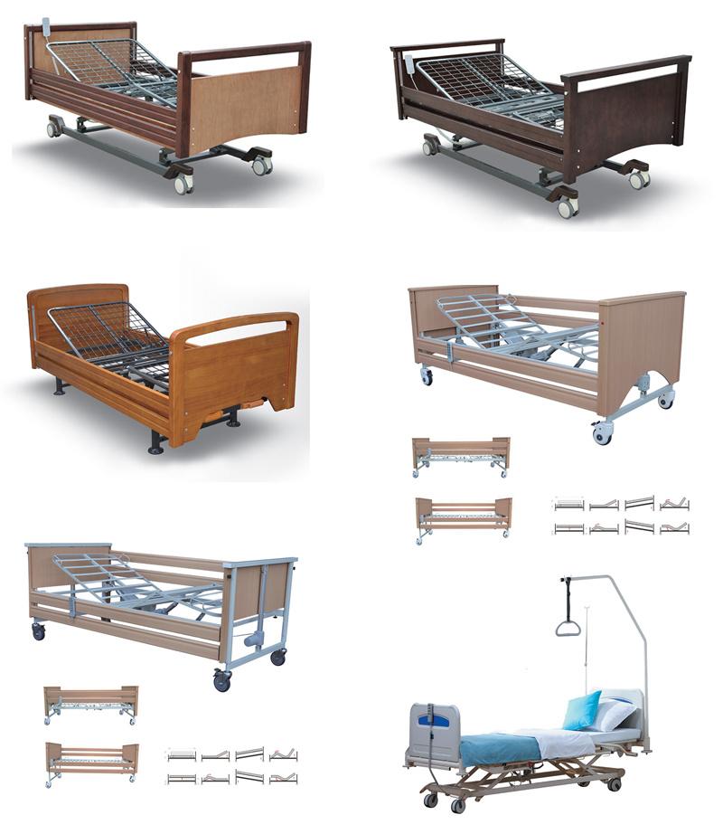 FDA Certified Hospital Medical Nursing Bed ABS Electric Two Three Five Functions Foldable Bed with Bedside Cabinet and Mattress and Infusion Stand