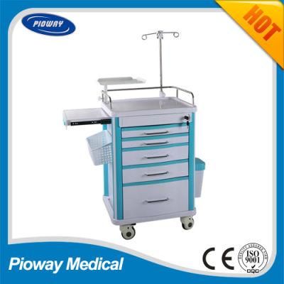 Medical Hospital ABS Mobile Emergency Trolley (PW-703)