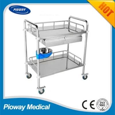 Hospital Medical Two Shelves Stainless Steel Mobile Chart, Trolley (PW-813)