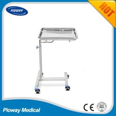 Adjustable Height Stainless Steel Medical Mayo Trolley (PW-709)