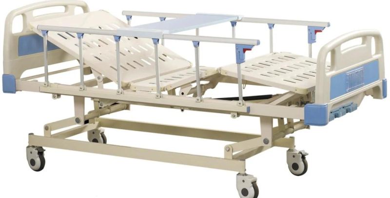 Low Price Nursing Bed ABS Three Functions Patient Manual Hospital Bed with Height Adjustment