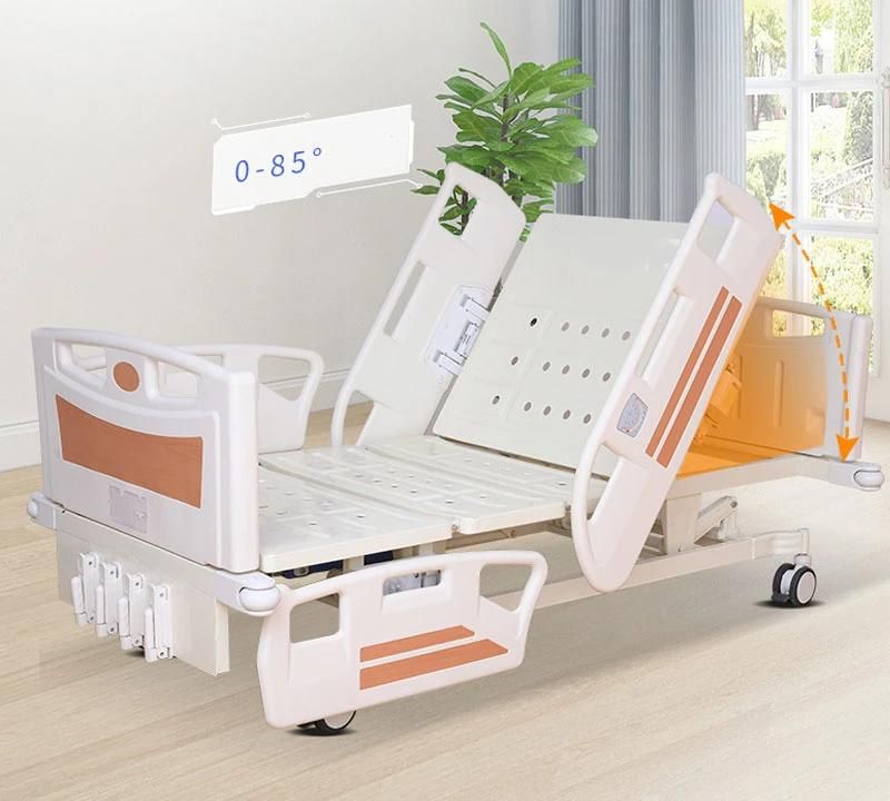 Multi-Functional Remote Control Electric Nursing Bed Back-Lifting and Leg-Raising Convalescent Bed Folding Guardrail Hospital Bed