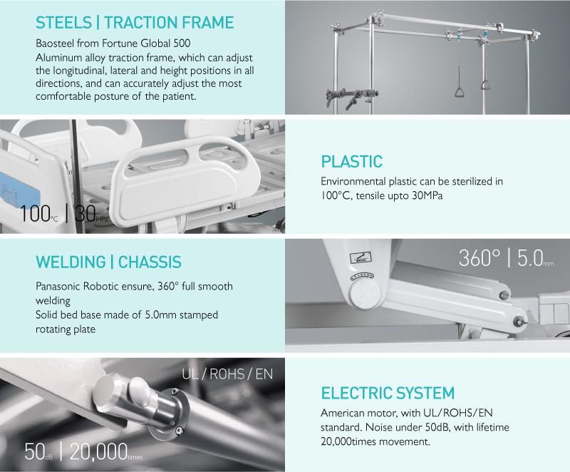 GB8c Multifunction Adjust Control Electric Hospital Orthopedic Lumbar Traction Bed
